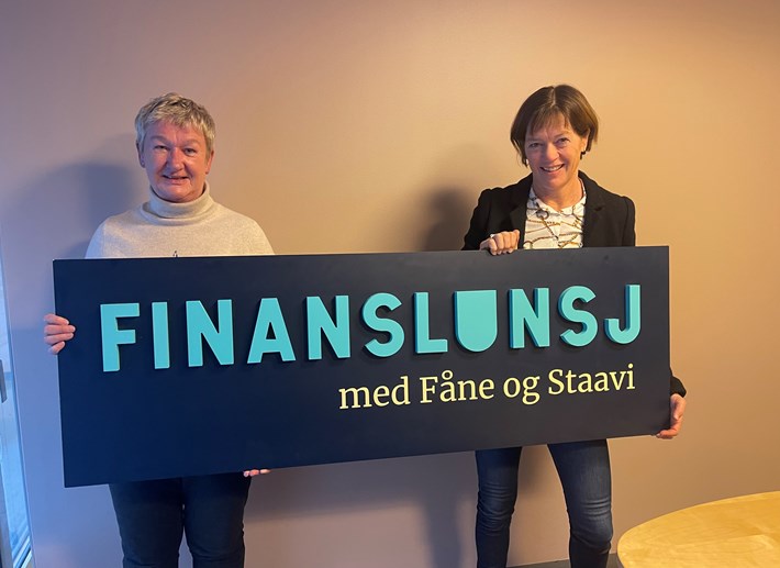 Grete Nykkelmo, administrerende direktør i Ungt Entreprenørskap og Hilde E. Johansen, fagsjef i Finans Norge er ukens gjester i Finanslunsj! Foto.